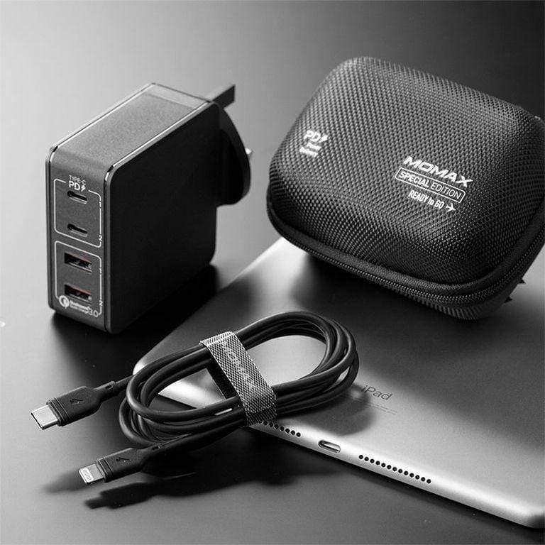 momax travel kit case pd charger um11uk c to l 1 2m cable bk