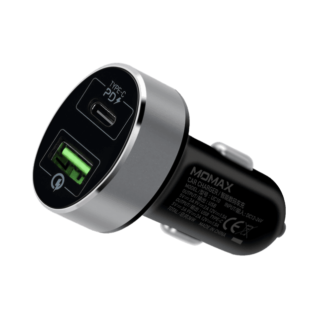 شاحن DUAL-PORT USB WITH TYPE-C PD+QC3.0 FAST CAR CHARGER 36W - موماكس