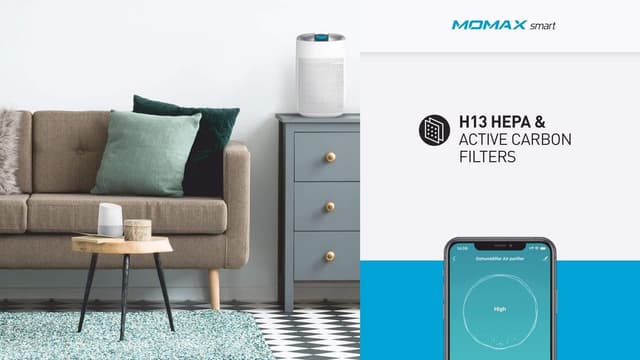 جهاز منقي الهواء ومزيل الرطوبة الذكي 45 واط أبيض موماكس momax White 45W Tasty Air Purifier Dehumidifier