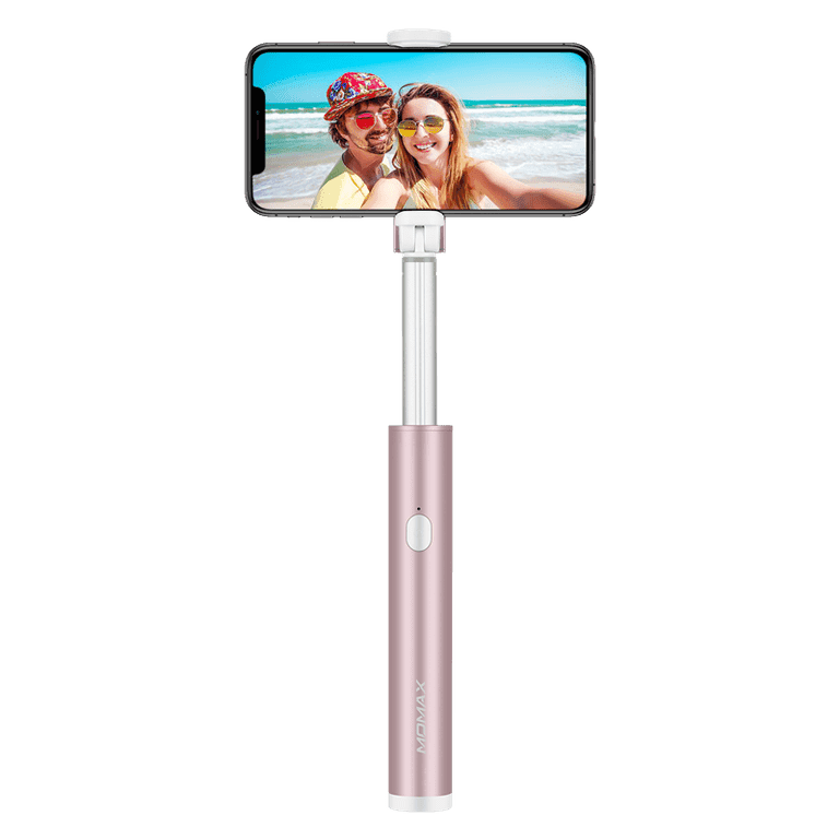 momax selfie stick with mini led fill light rose gold