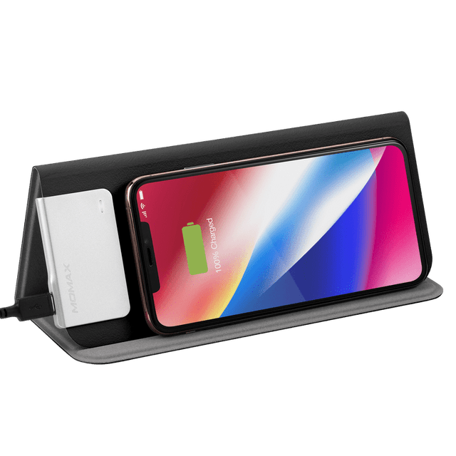 momax q mouse pad with built in fast wireless charger black