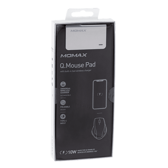 momax q mouse pad with built in fast wireless charger black