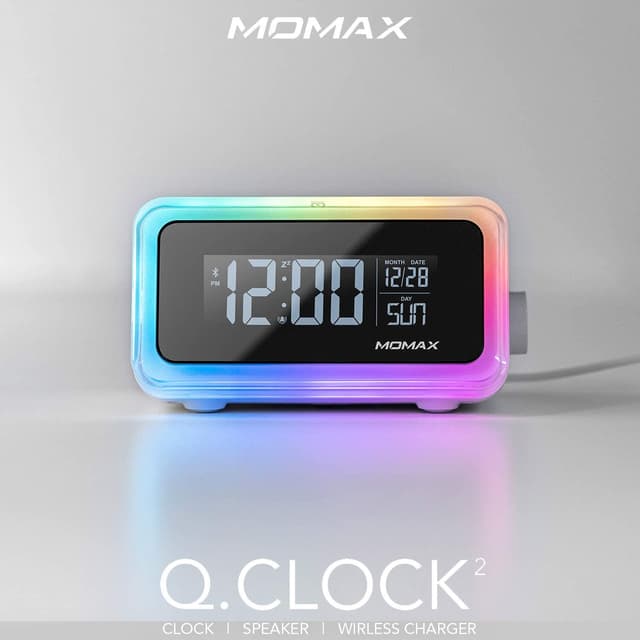ساعة ديجيتال مع شاحن لاسلكي Q.CLOCK 2 MOMAX - أبيض الأصلي