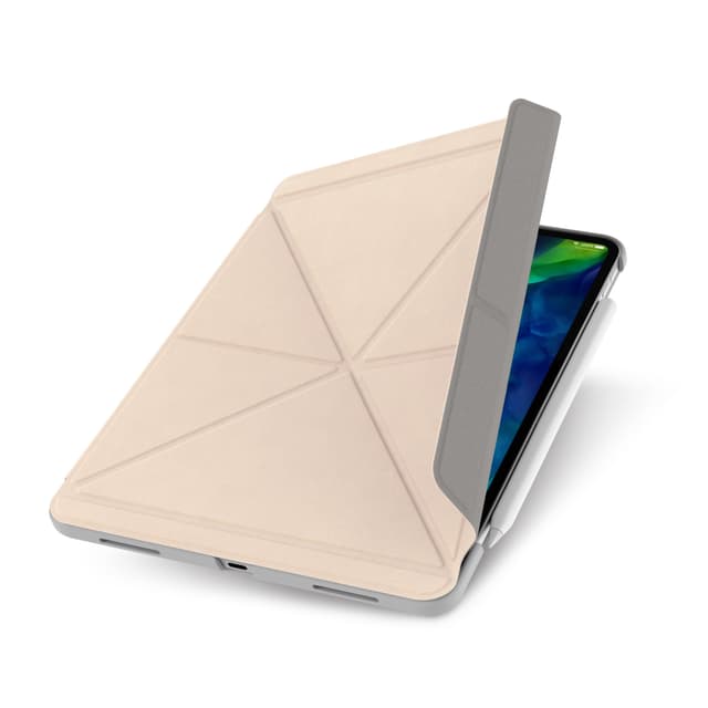 moshi versacover for ipad pro 11 2nd 1st gen magnetic folding cover stand w 3 viewing options apple pencil holder auto wake function 360 protection shock absorbing folio case beige - 64467