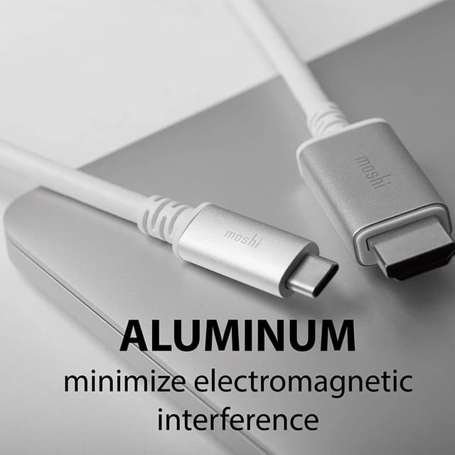وصلة تلفزيون للجوال 2 متر بدقة 4 أبيض موشي Moshi USB Type C to HDMI 2M 4K Adapter Cable