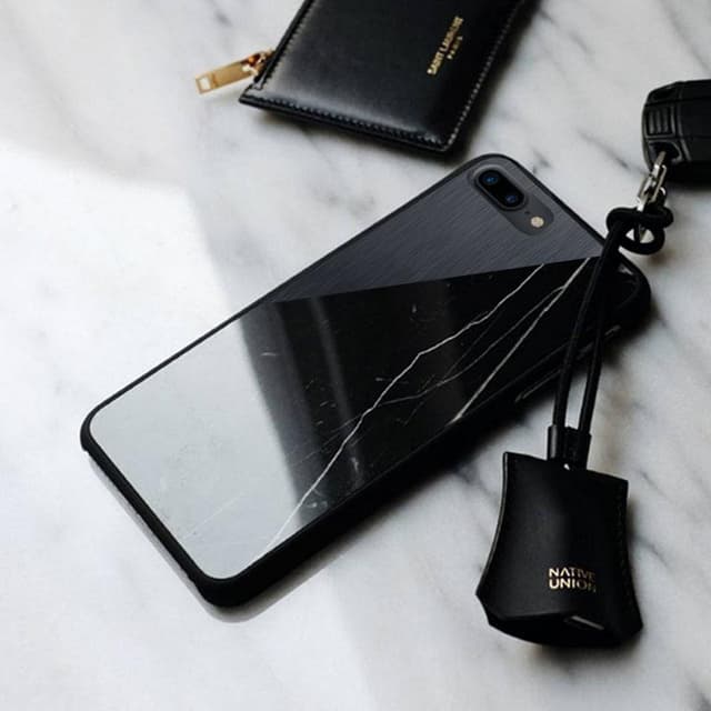 حافظة رخامية معدنية - سوداء - لهواتف ايفون 8 بلس / 7 بلس من ناتف يونيون