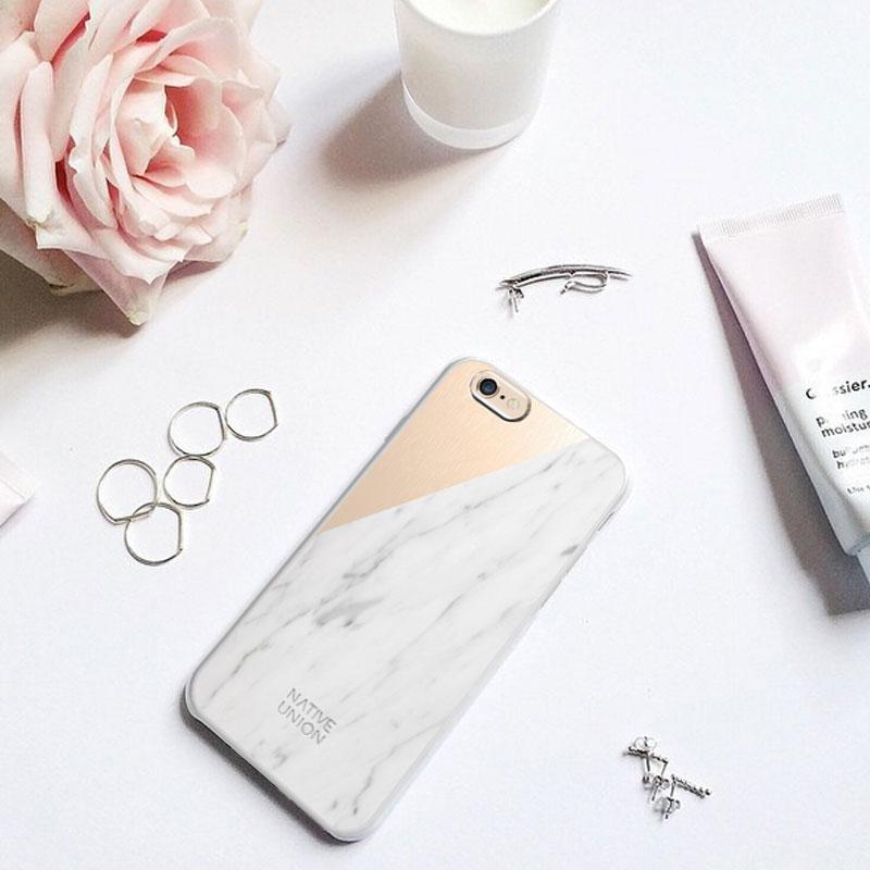 native union clic marble metal case for iphone 8 7 white gold