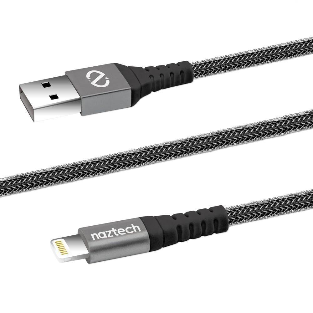 naztech lightning charge sync usb braided cable 1 2m black