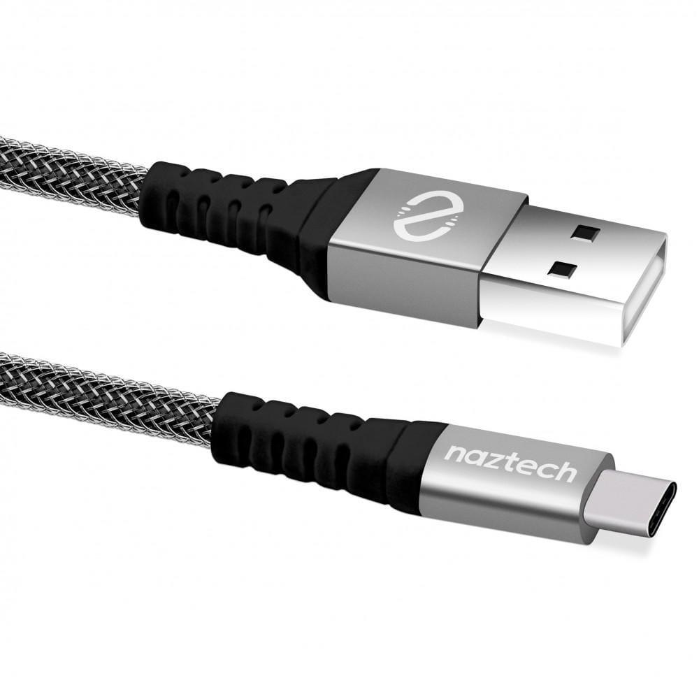 naztech usb a to usb c 2 0 braided cable 1 2m black