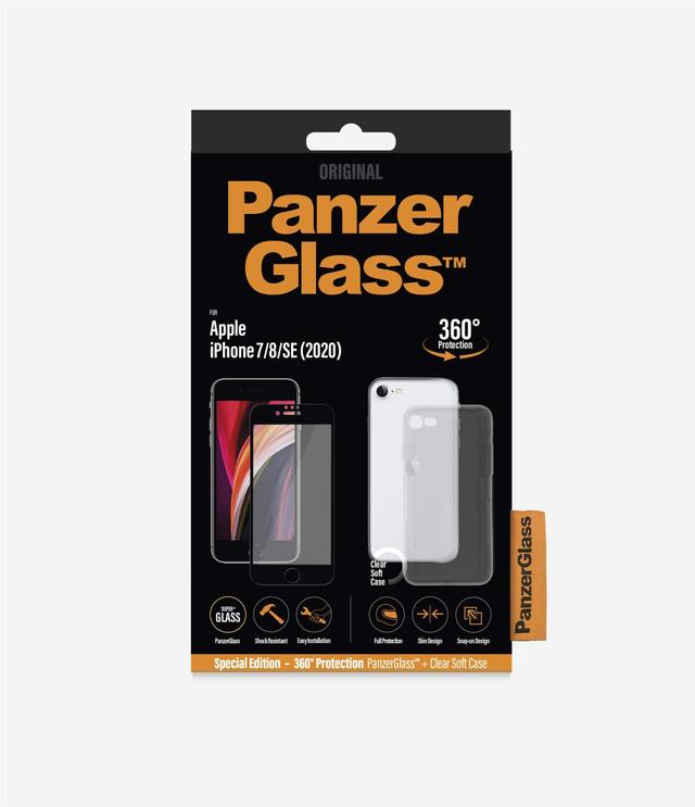 panzerglass screen protector with clear case for iphone se 8 7 6s 6 phone case with tempered glass standard fit case friendly transparent strong easy install bubble free scratch resistant - SW1hZ2U6NTgxNDc=