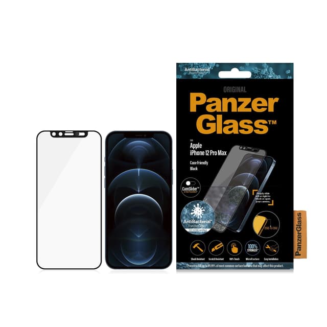 شاشة حماية PanzerGlass - Cam Slider iPhone 12  Pro Max Screen Protector - إطار أسود