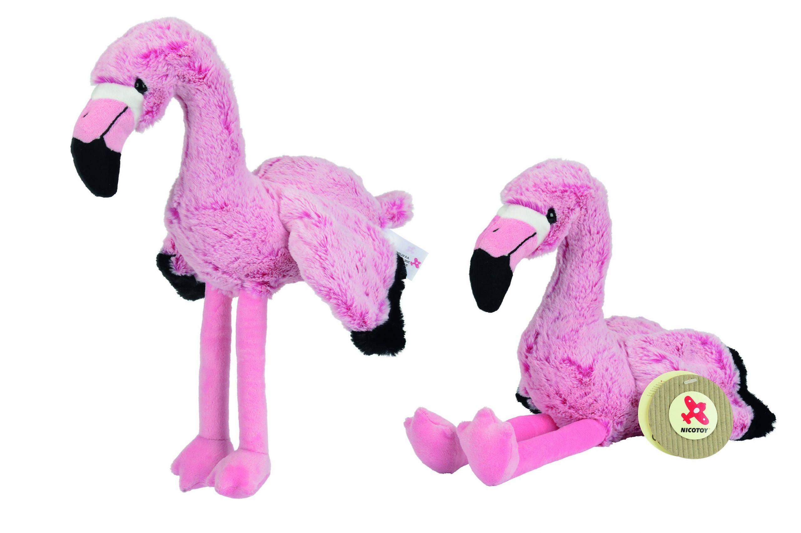 plush flamingo with beans 23cm ht