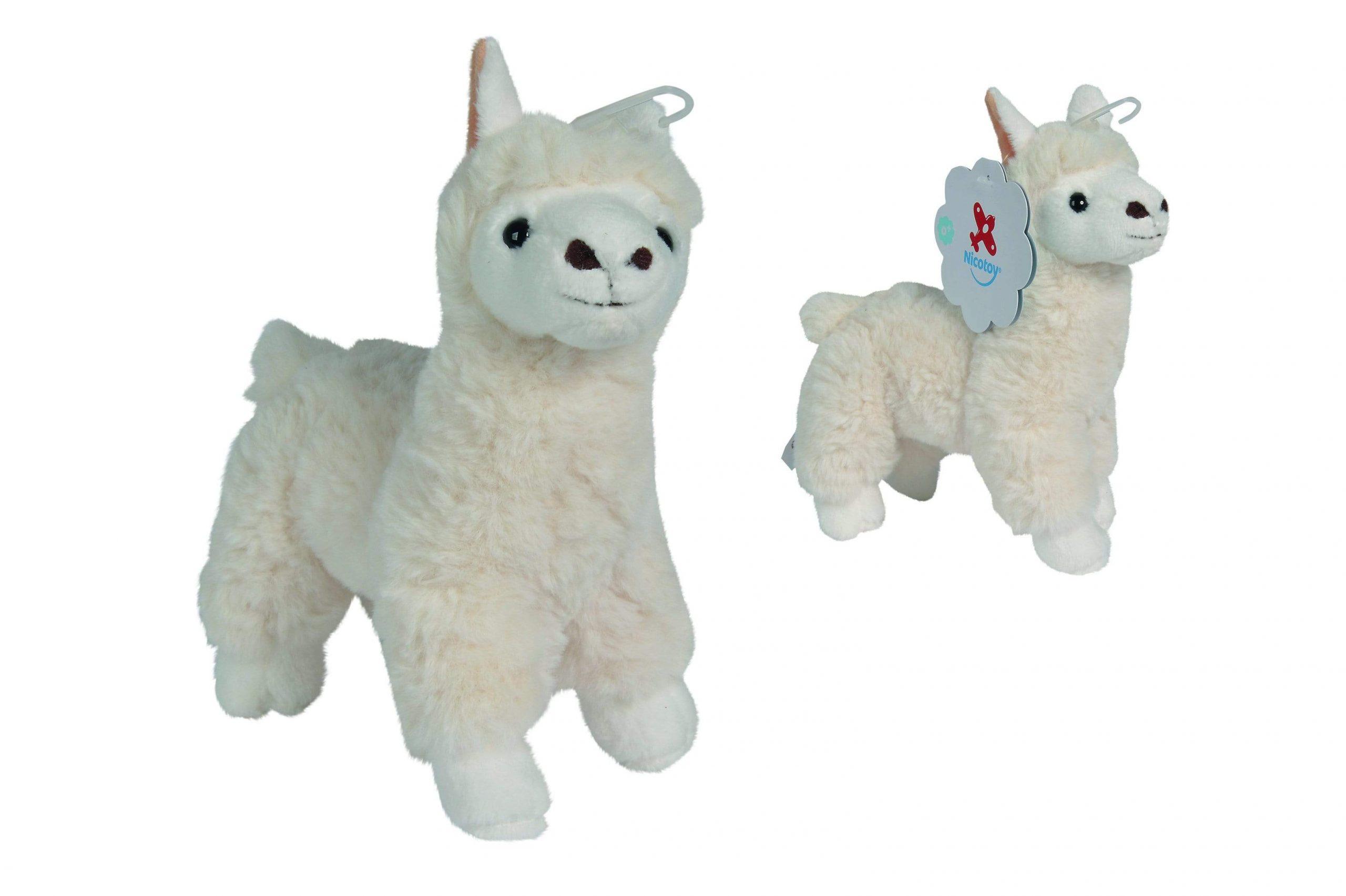 PLUSH standing white lama w beans 16cm ht