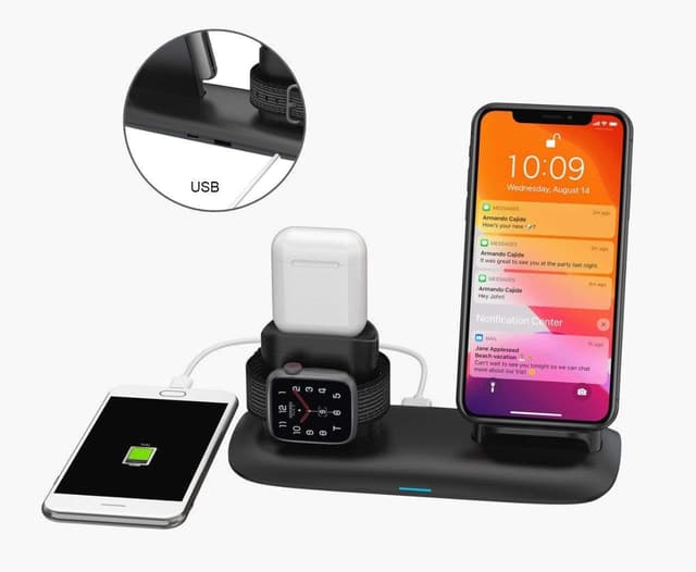 porodo 3 in 1 charging station 7 5w10w for iphone apple watch airpods black