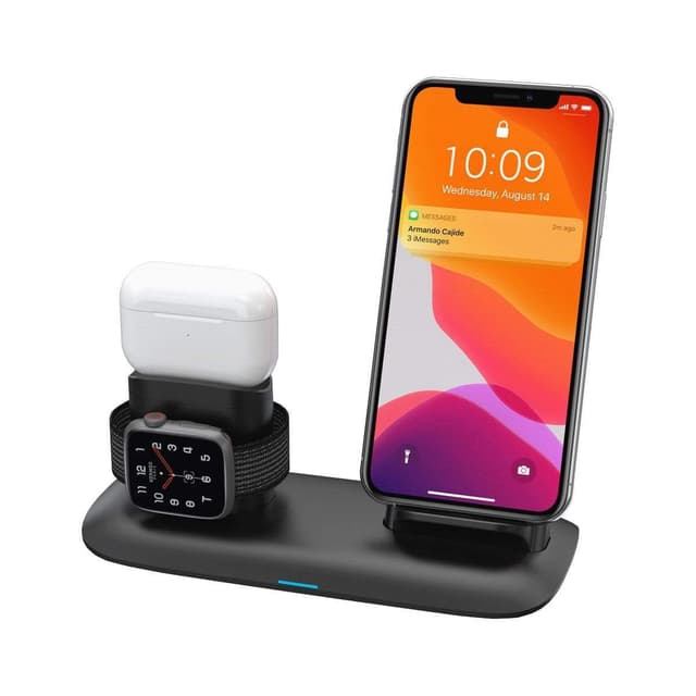 porodo 3 in 1 charging station 7 5w10w for iphone apple watch airpods black