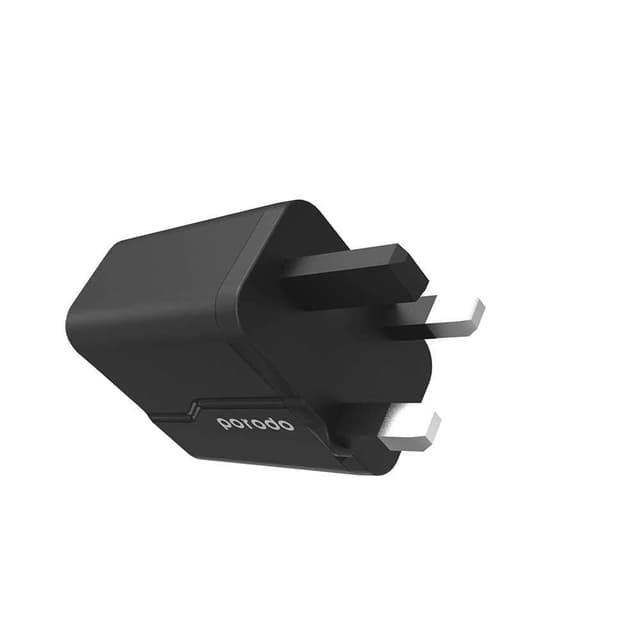 راس شاحن ايفون بمنفذين 18 واط أسود بورودو Porodo Black 18W Dual Port Wall Charger