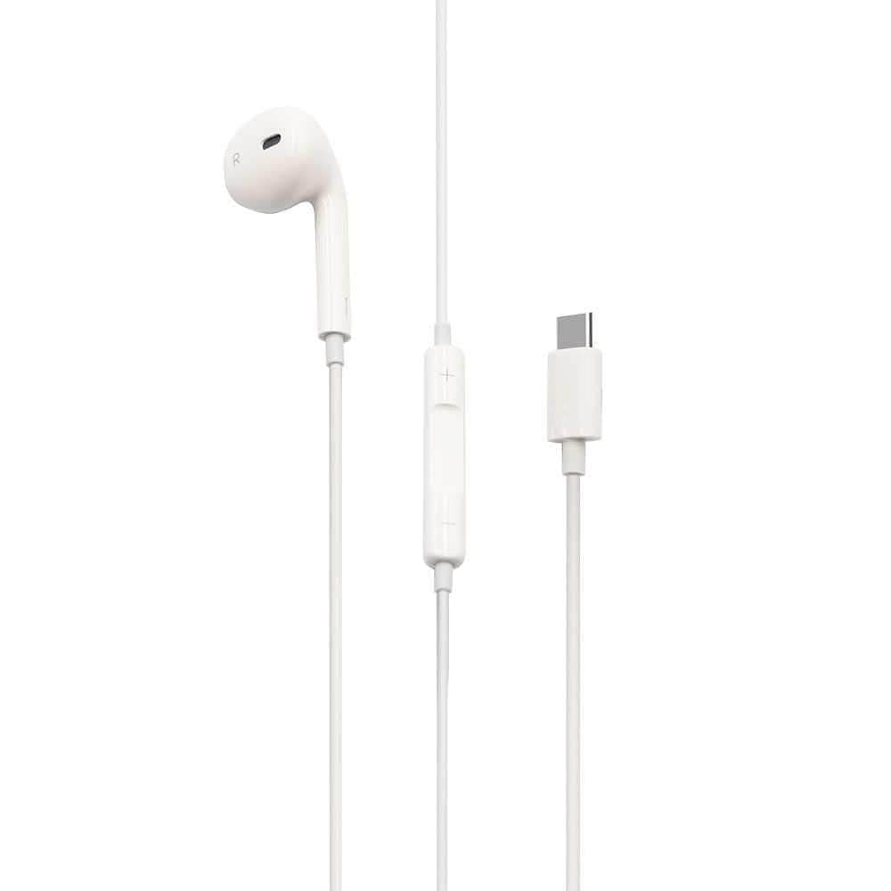 سماعات سلك بمنفذ تايب سي 1.2 متر أبيض من بورودو Porodo Mono Earphone with Type-C Connector