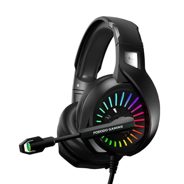 سماعة قيمنق مع مايك واضاءة بورودو Porodo PDX410 E-Sports High Definition RGB Gaming Headphone