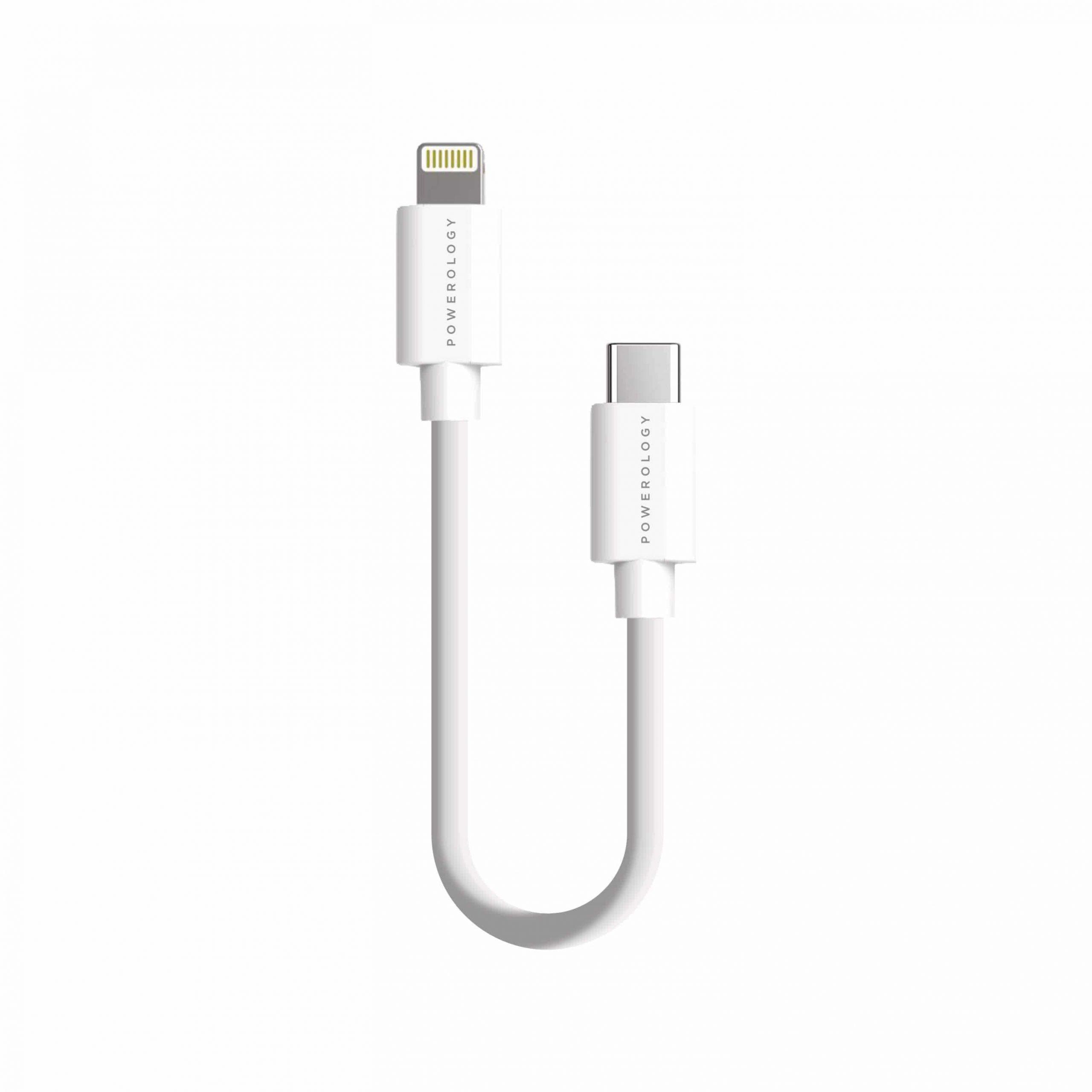 powerology usb c to lightning cable 0 25m white