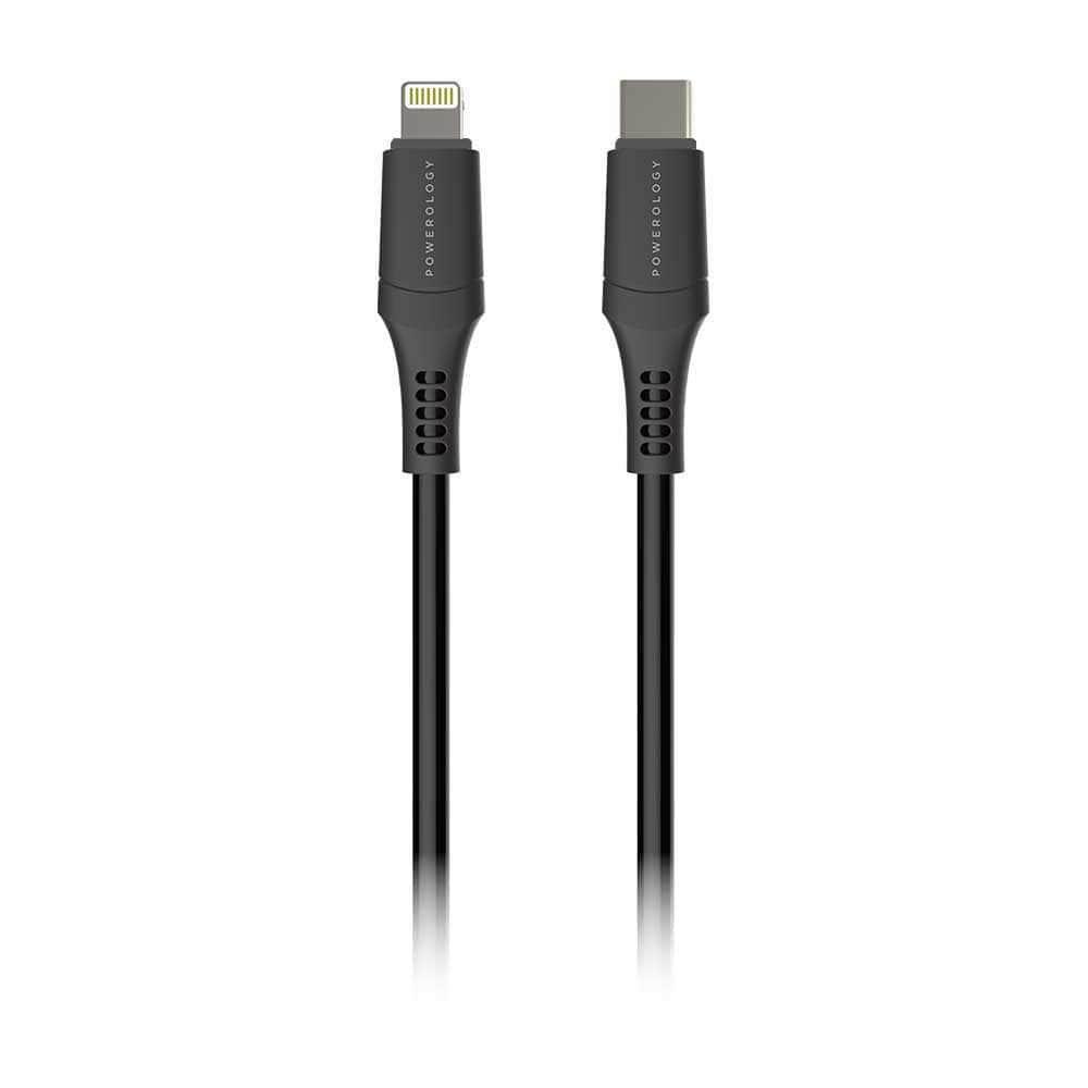 powerology pvc type c to lightning cable 1 2m black