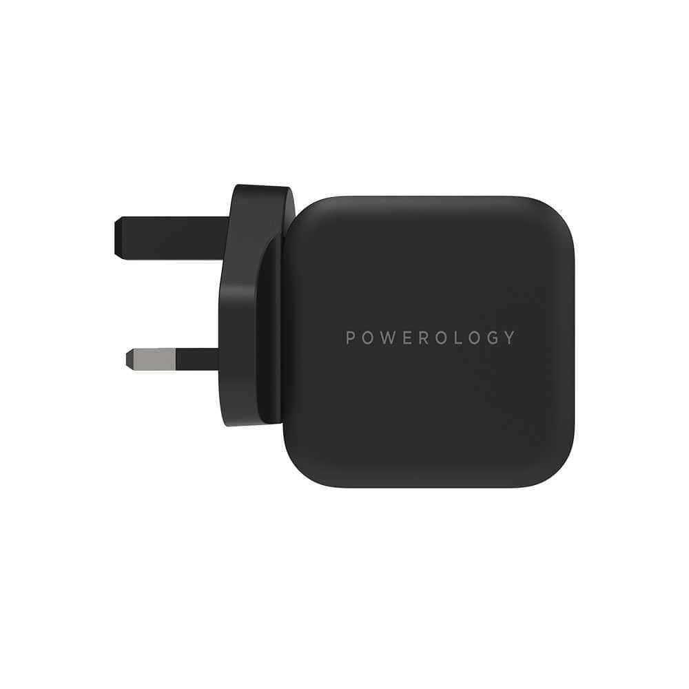 powerology ultra compact 61w pd gan charger uk black