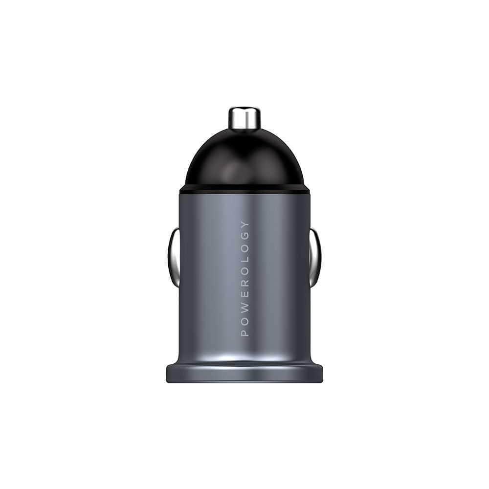 powerology dual port aluminum mini car charger 4 8a 24w gray