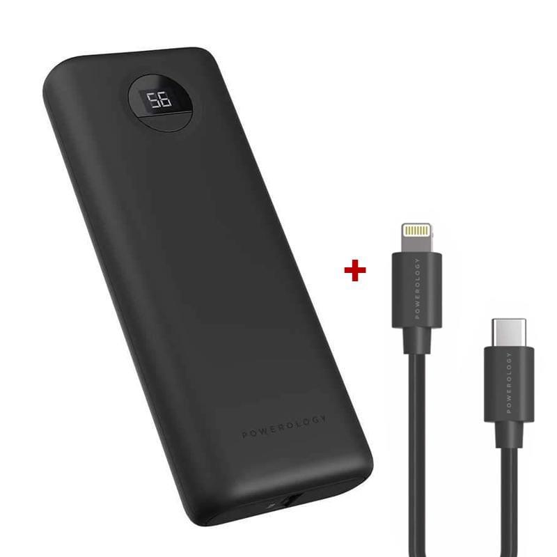 powerology compact power bank 20000mah pd 30w black