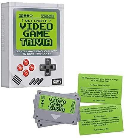 professor puzzle video game trivia set includes 300 video game trivia questions in a retro gameboy box indoor or outdoor activity quiz for kids adults family friends