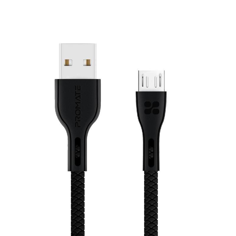 promate High-Quality Anti-Break Micro USB to USB 2.0 Cable with 2A Fast Charging Syncing Cord and 1.2m Anti-Tangle Cable