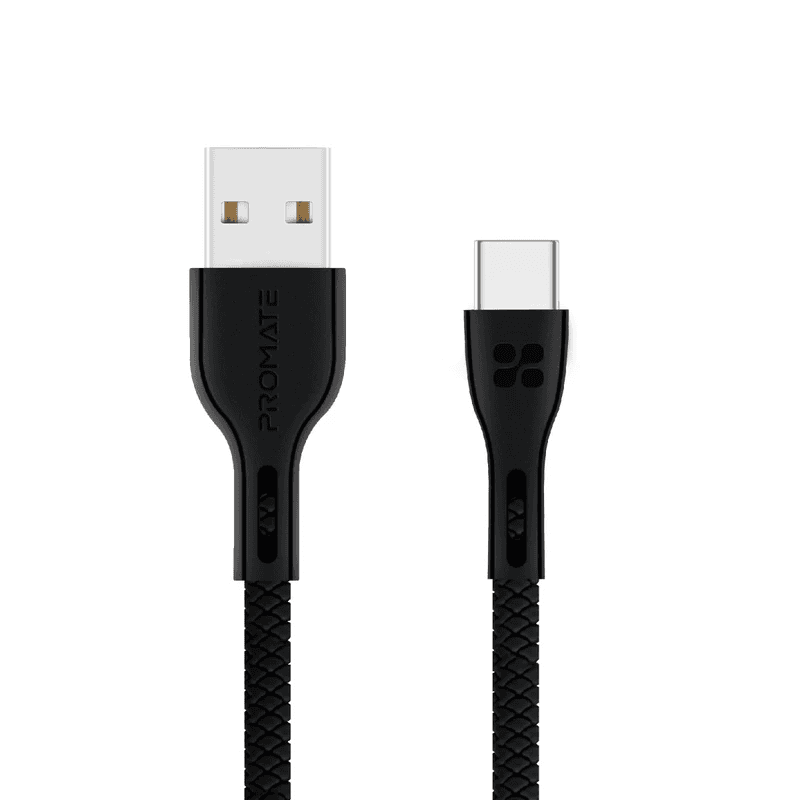 PROMATE 1.2m Data & charge USB-A to C cable with Fast Charging 2A BLACK