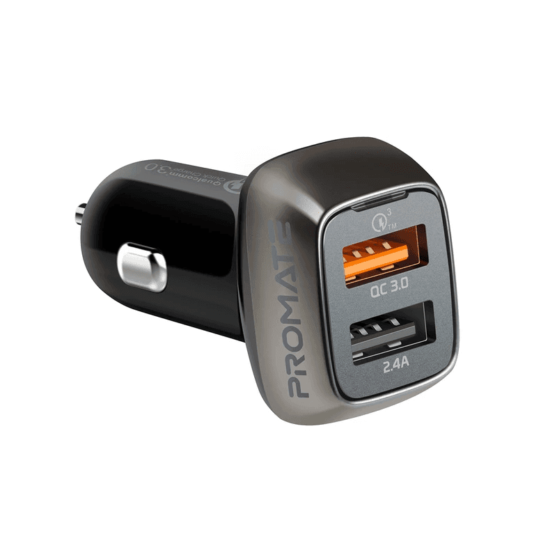 Promate QC 3.0 Car Charger with 30 Watt Dual USB Ports