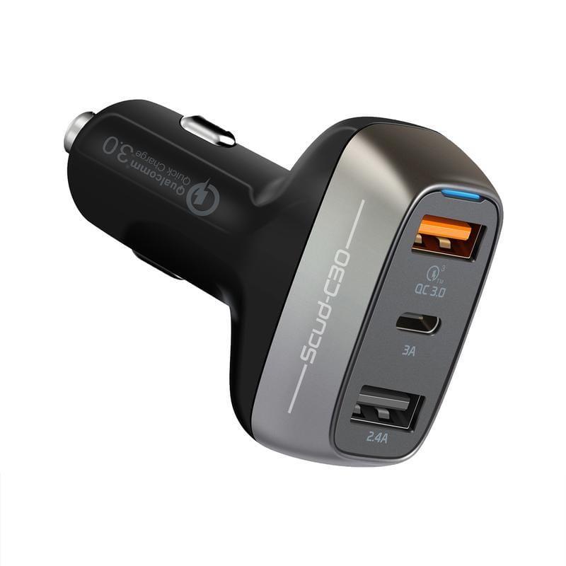 PROMATE 30W Car Charger with Quick Charge 3.0 Port USB-C Charging Port and 2.4A Charging Port