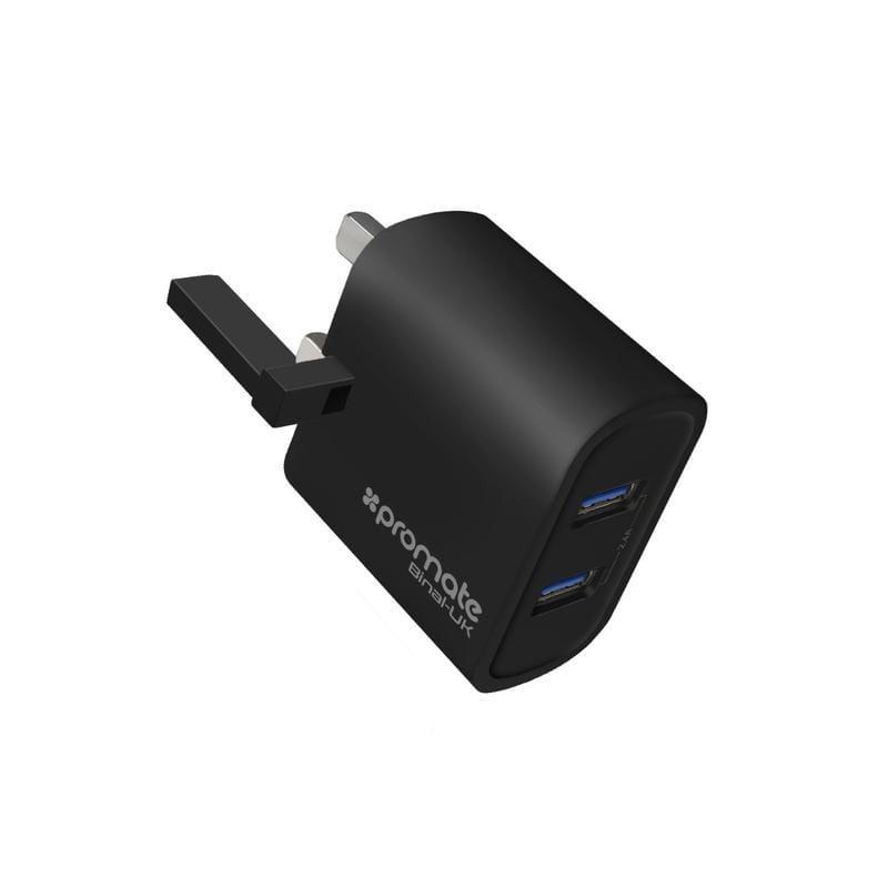 Promate 2.4A Wall Charger With Dual USB Ports UK