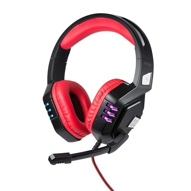 PROMATE WIRED OVER-EAR GAMING HEADSET WITH MIC BRAIDED CABLE LED LIGHT AND VOLUME CONTROL