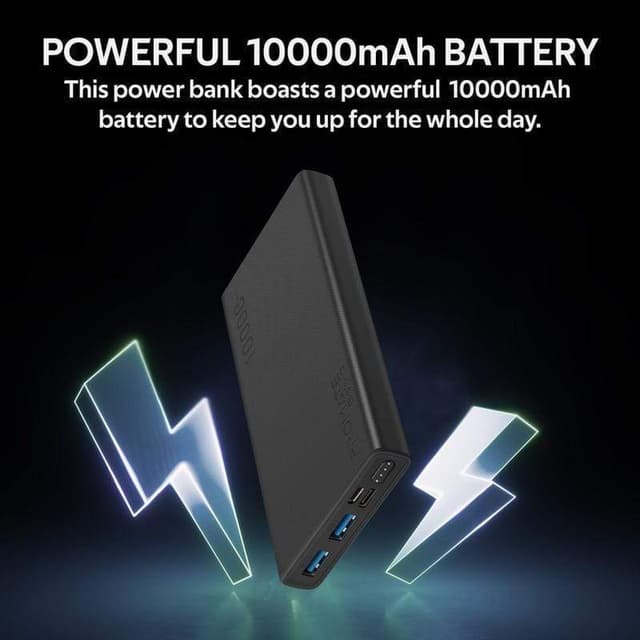 Promate - Bolt 10 10000mAh Portable Fast Charging 2.0A Dual USB Premium Battery Power Bank with Input USB Type-C Port