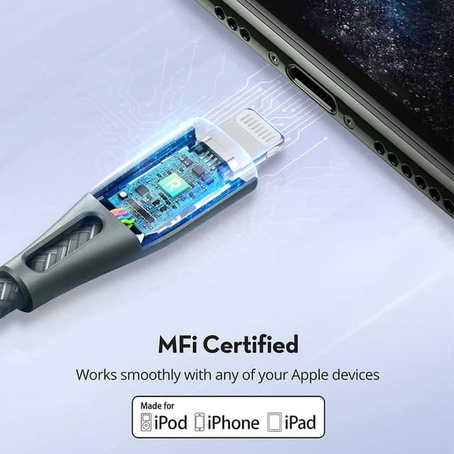 كابل مجدول طول 0.3 م RAVPower Nylon Braided Type-C to Lightning Cable  - أخضر