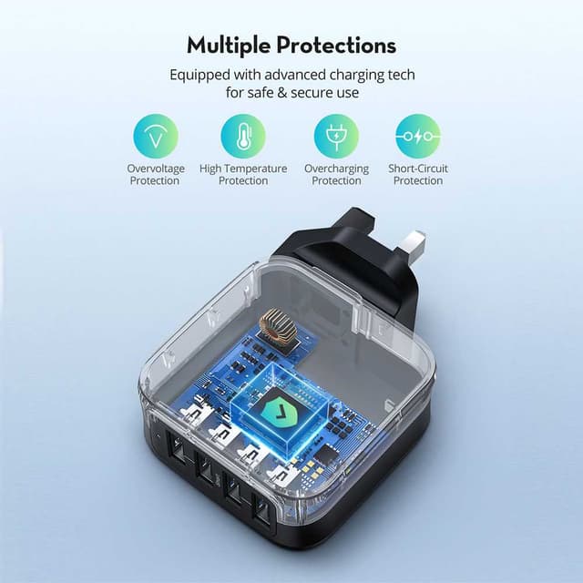 ravpower 4 port prime wall charger 40w black