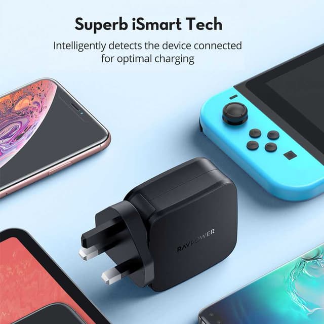 ravpower 4 port prime wall charger 40w black