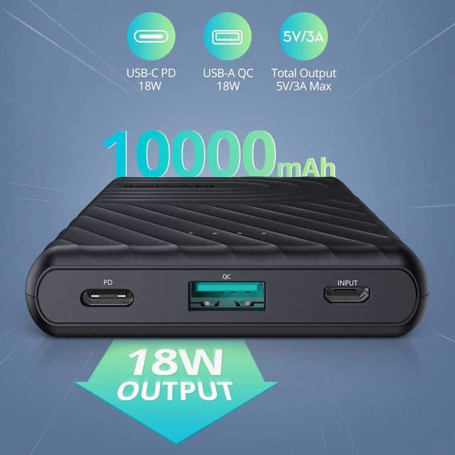 ravpower 2 port pd pioneer power bank 10000mah 18w black
