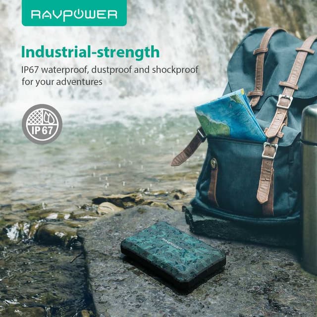 شاحن متنقل 10050 ملي أمبير مموه راف باور RAVPower Rugged Series Portable Power Bank 