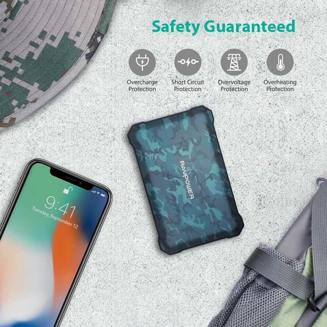 شاحن متنقل 10050 ملي أمبير مموه راف باور RAVPower Rugged Series Portable Power Bank 