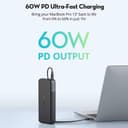 باور بانك 20000  mAh60 واط RAVPower 2-Port PD Pioneer Power Bank - أسود