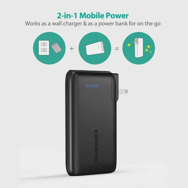 RAVPOWER 10000 mAh 2-In-1 Portable Power Bank
