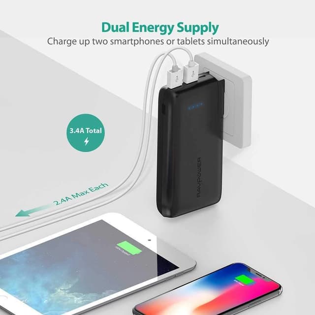 RAVPOWER 10000 mAh 2-In-1 Portable Power Bank