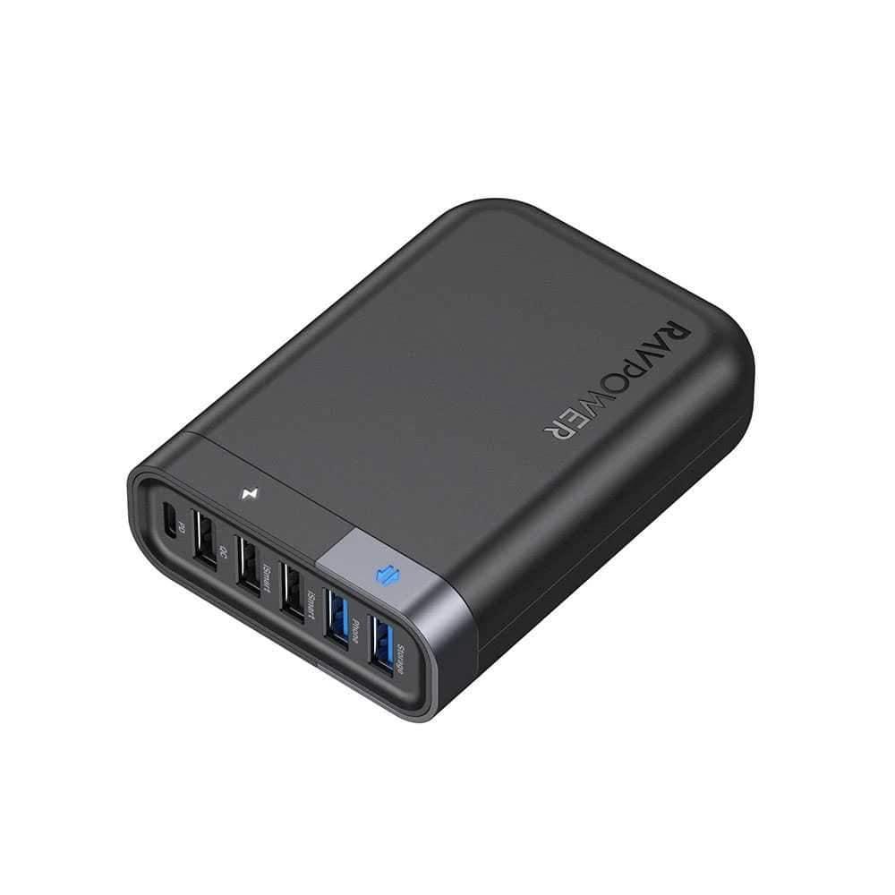 RAVPower 6-Port USB Charger Filehub - Black