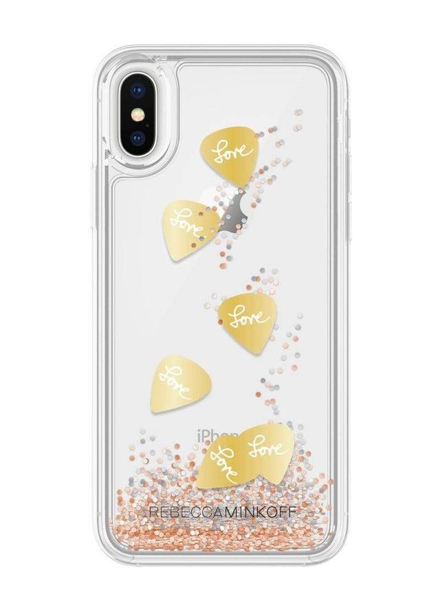 كفر سيلكون لامع لهاتف iPhone XS/X أصفر MINKOFF Glitter Fall Case Gold Guitar -  Rebecca Minkoff - SW1hZ2U6MzM3Mjk=