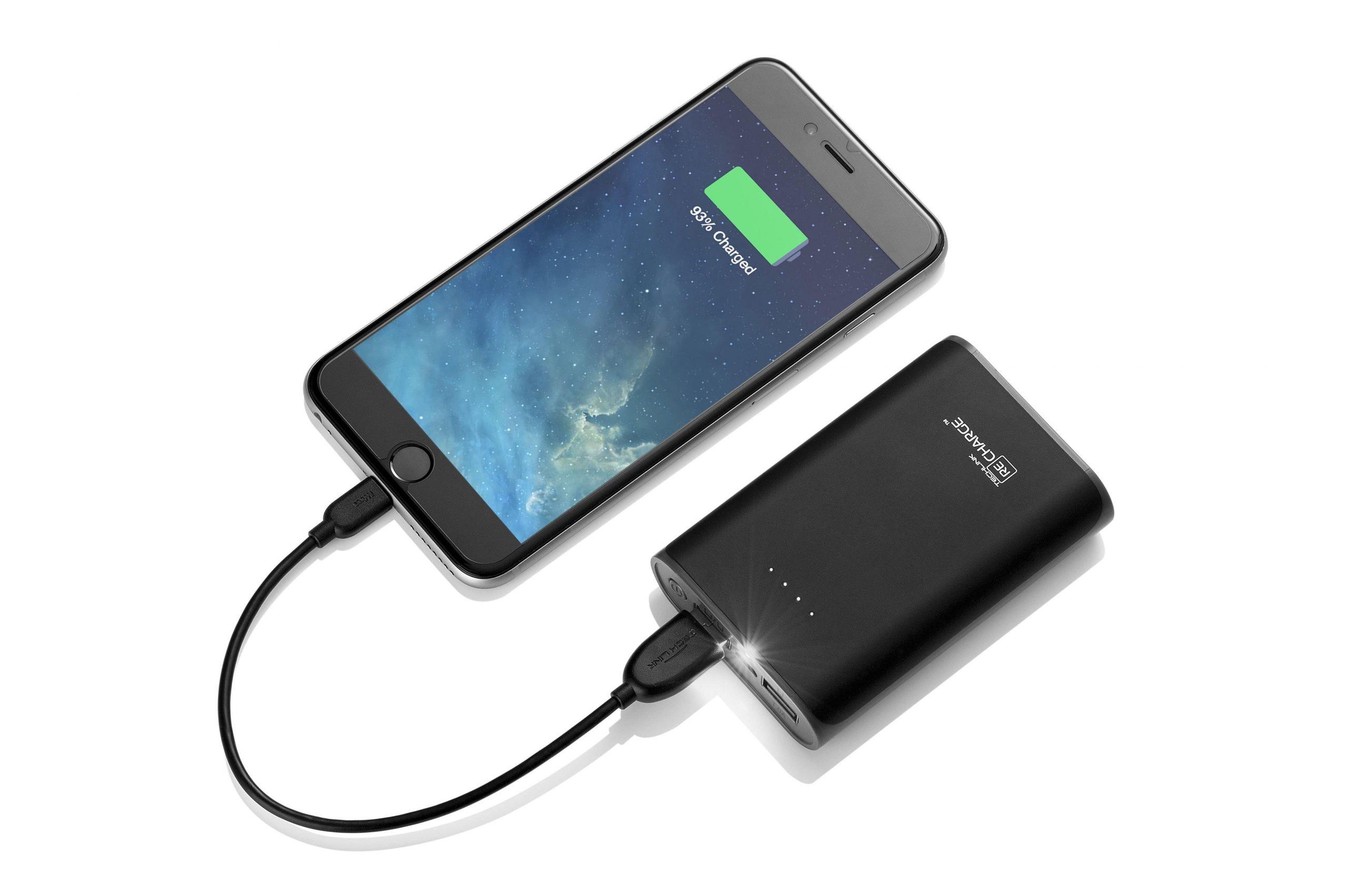 recharge 7800 2 4a powerbank dual usb with torch black grey