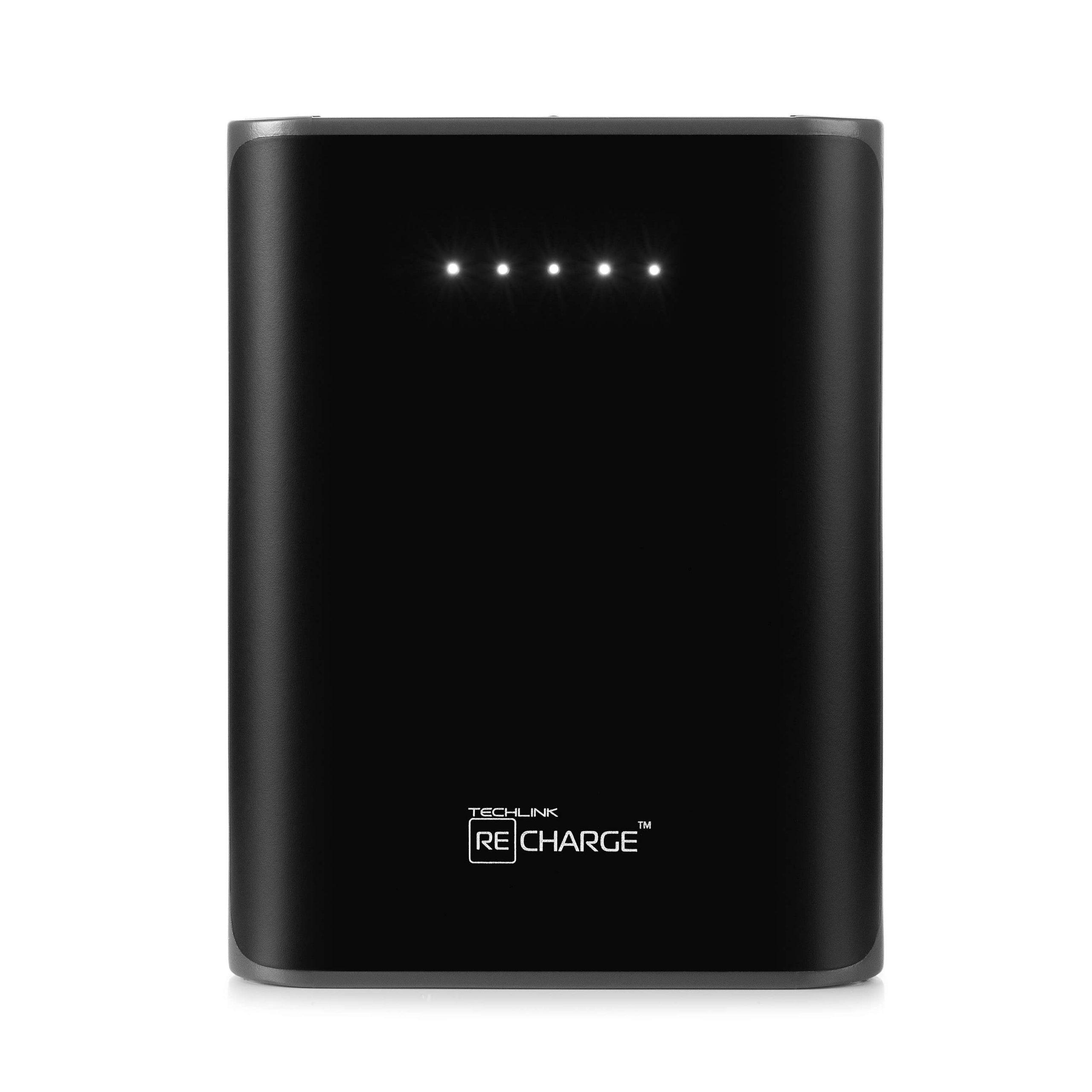 recharge 13600 mah 2 4a powerbank dual usb with torch black grey