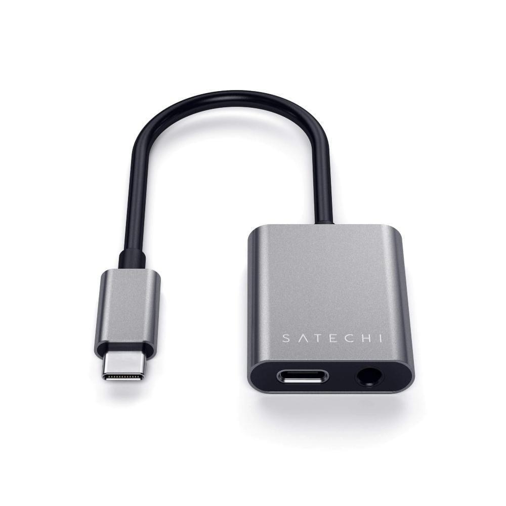 محول Type-C to 3.5mm Headphone Jack مع شحن USB-C PD SATECHI - رمادي