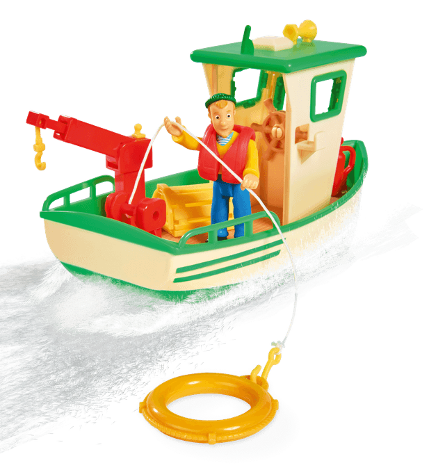 لعبة قارب صيد مع شخصية سام رجل الإطفاء Sam Charlies Fishing Boat and Figurine - Simba